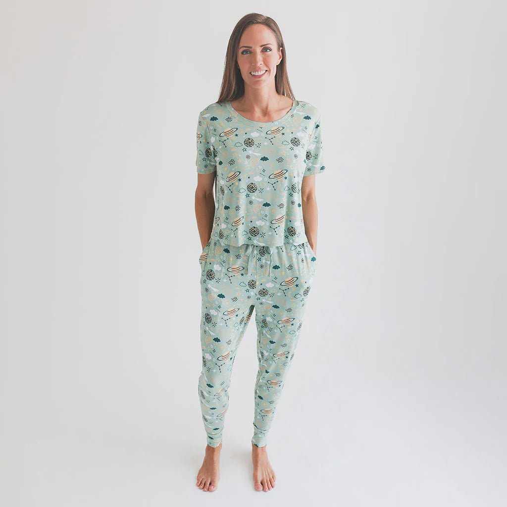 To The Stars Scoop Neck & Jogger Pajama - Lush Lemon - Women's Clothing - Posh Peanut - 10402