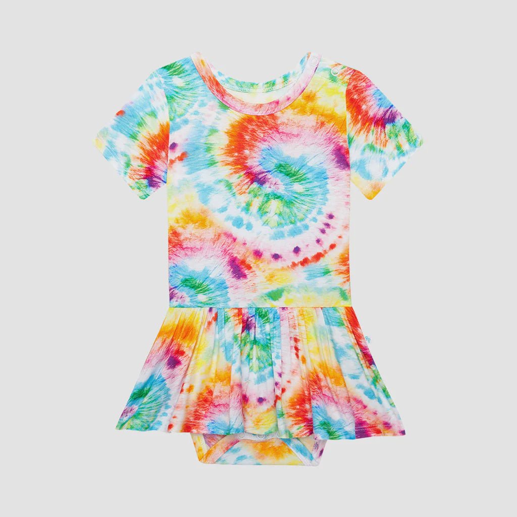 Totaly Tie Dye Twirl Skirt Bodysuit - Lush Lemon - Children's Clothing - Posh Peanut - 10385
