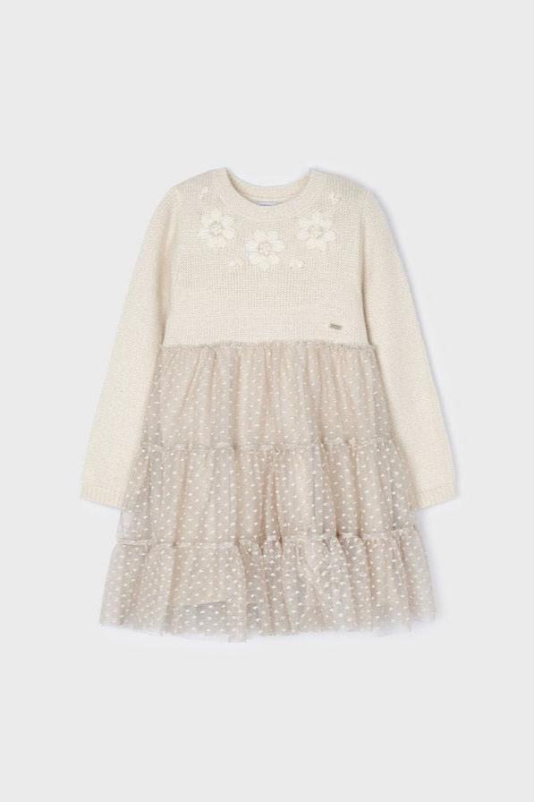Tulle Knit Dress - Lush Lemon - Children's Clothing - Mayoral - 8445445979184
