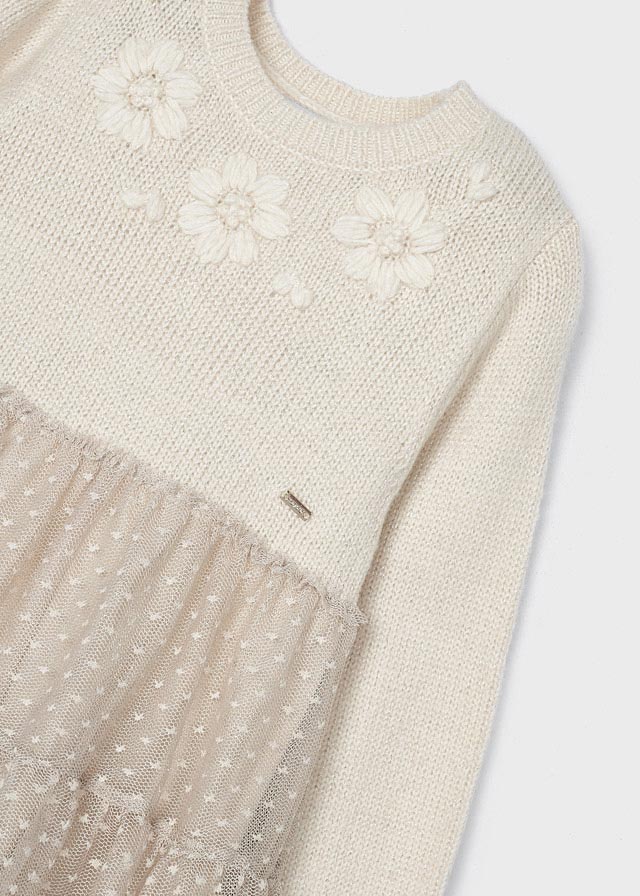 Tulle Knit Dress - Lush Lemon - Children's Clothing - Mayoral - 8445445979184