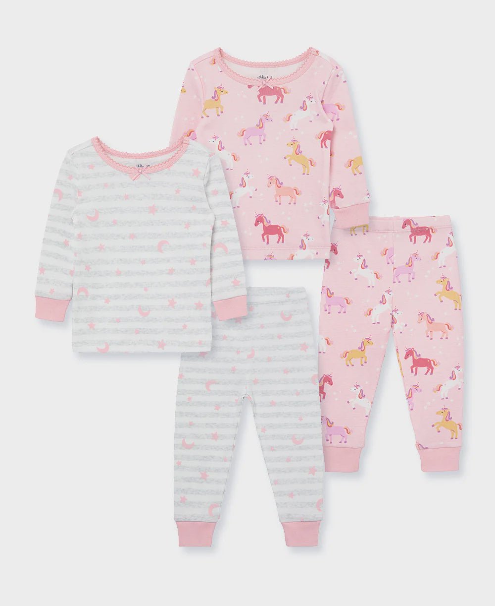 Unicorn 4Pc Pajama Set - Lush Lemon - Children's Clothing - Little Me - 745644959603