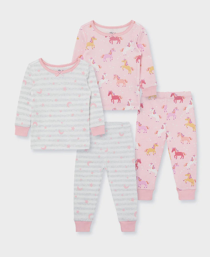 Unicorn 4Pc Pajama Set - Lush Lemon - Children's Clothing - Little Me - 745644959603