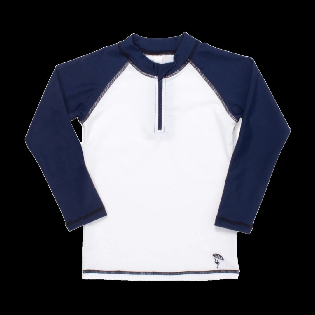 UPF 50+ Navy/ White Longsleeve Rashguard - Lush Lemon - Children's Clothing - Shade Critters - 841713163244