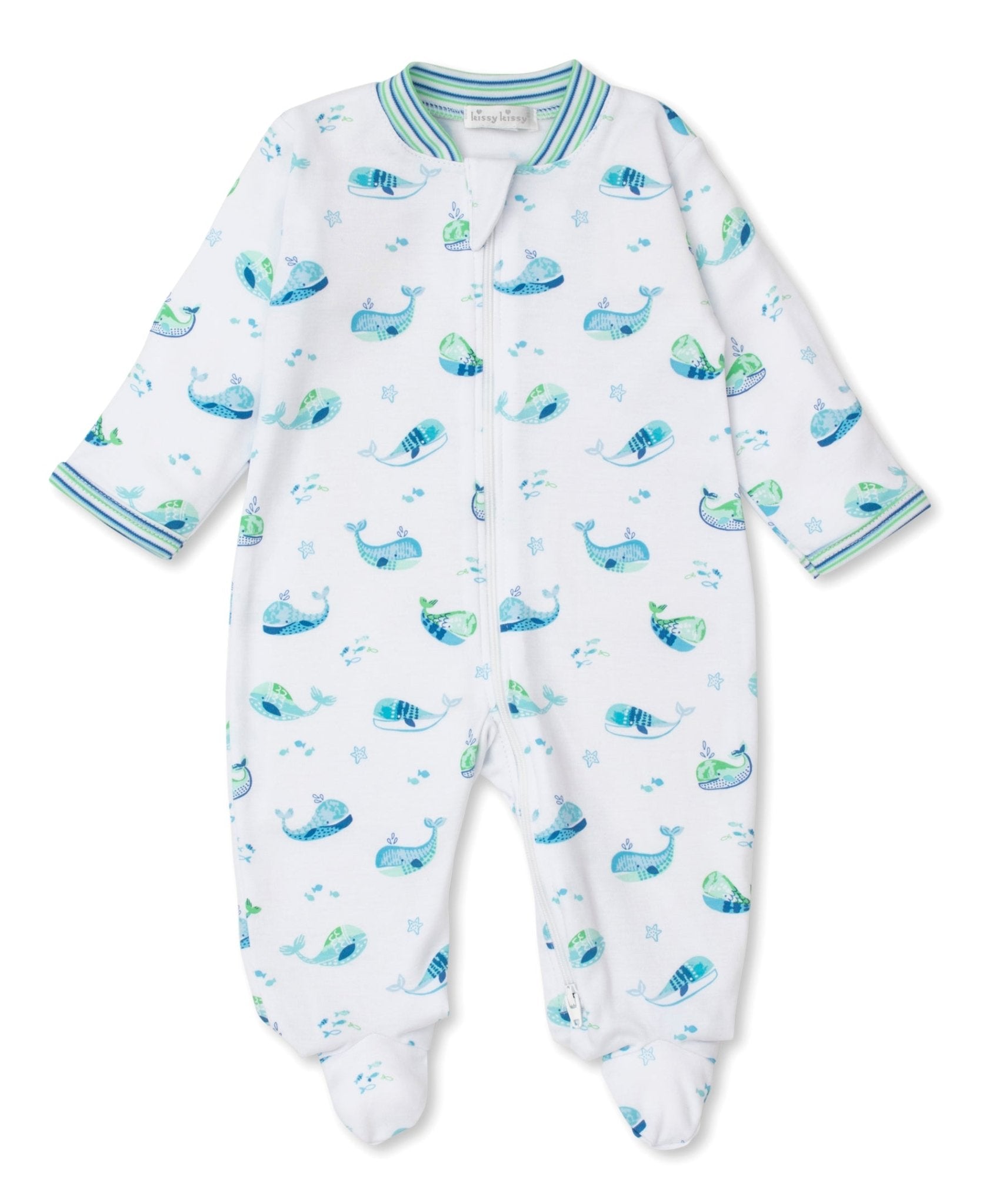 front snap velour whale footie