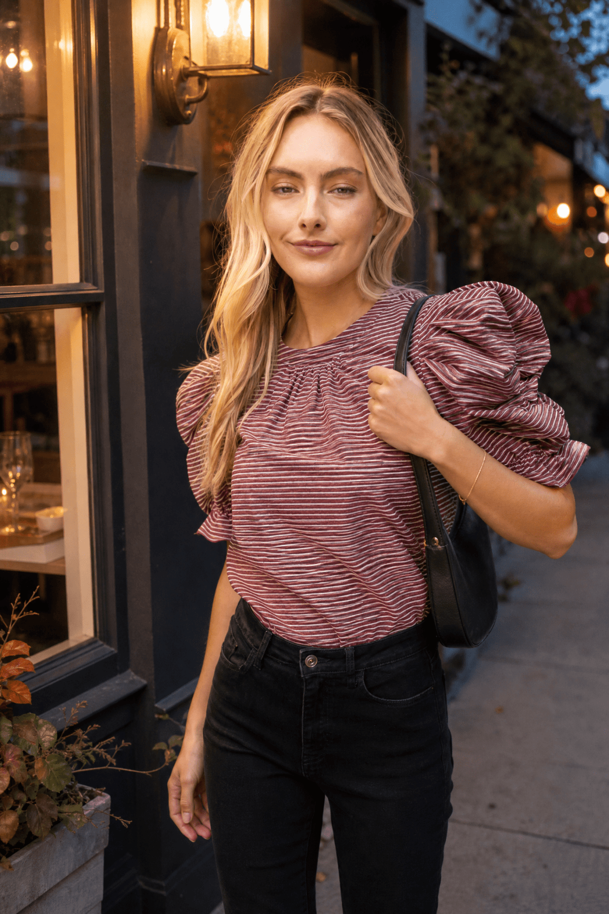Casual Fall Date Night: Burgundy Ruched Top - Lush Lemon