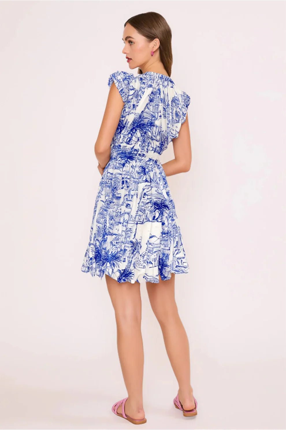Coastal Dreams: Styling the Santorini Coastal Sketch Short Dress - Lush Lemon
