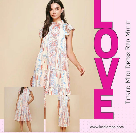Discover the Elegance of the Tiered Midi Dress by Lush Lemon