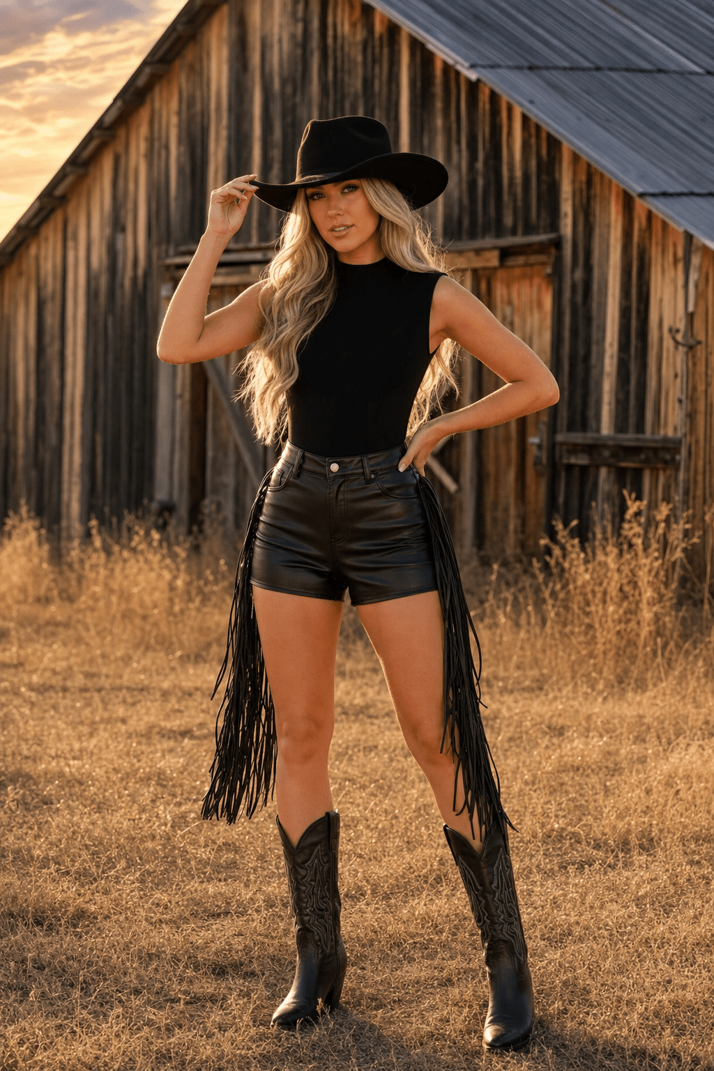 Edgy Western Style: The Fringe Faux Leather Shorts - Lush Lemon