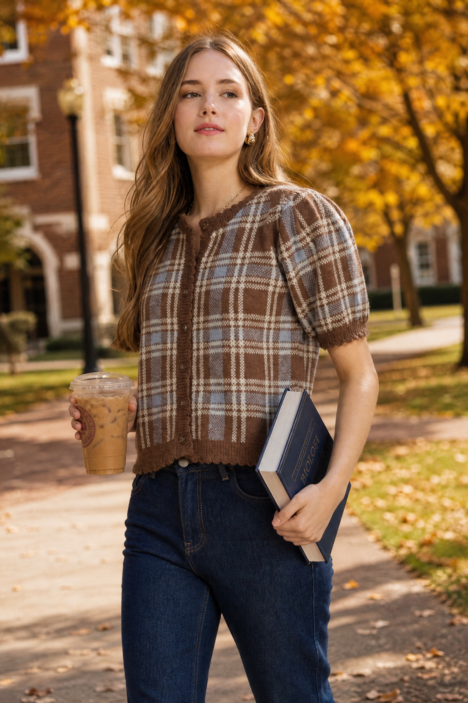 Campus Strolls & Coffee: Styling the Plaid Cardigan