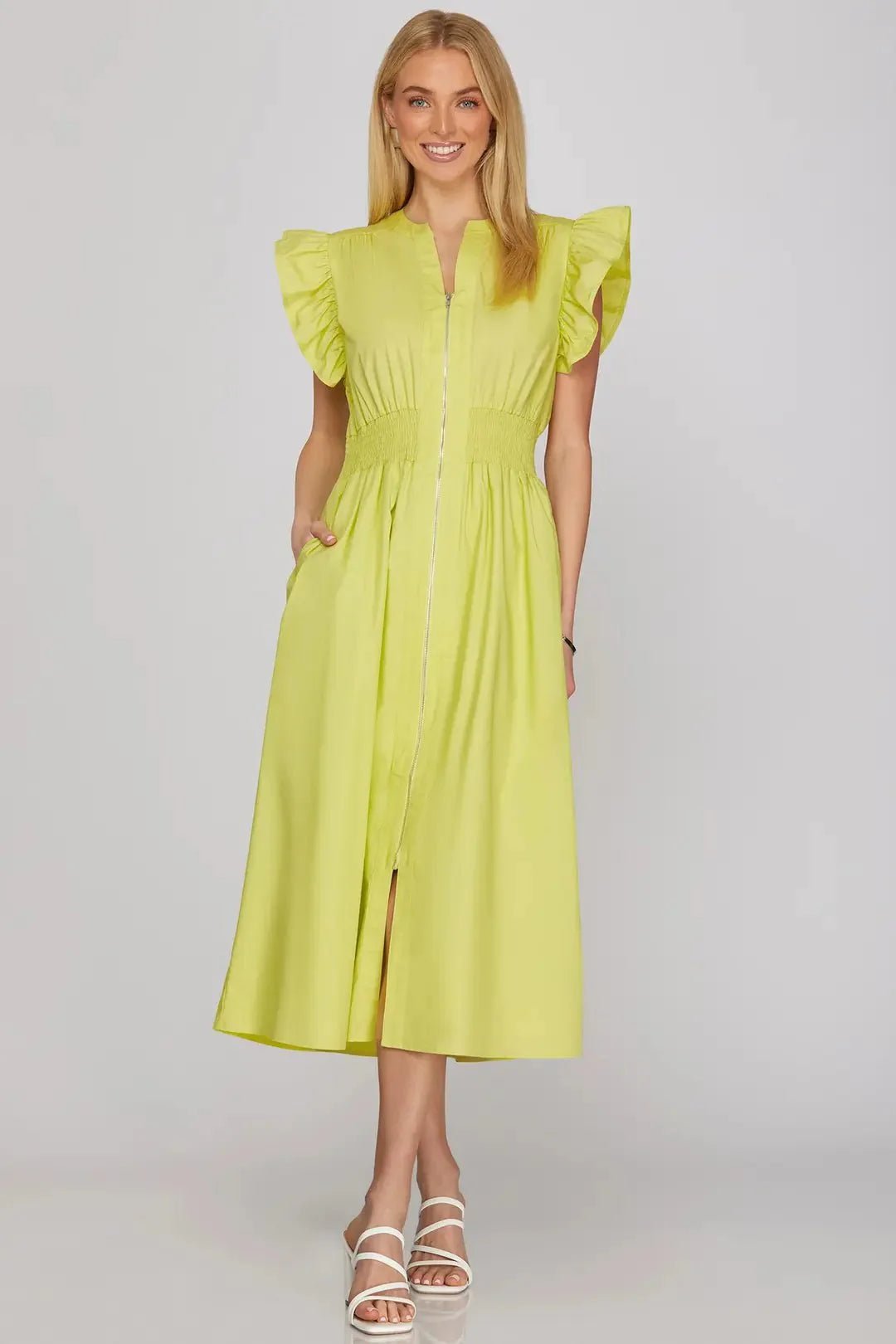 Modern Details: Why We Love a Front Zip Midi Dress - Lush Lemon