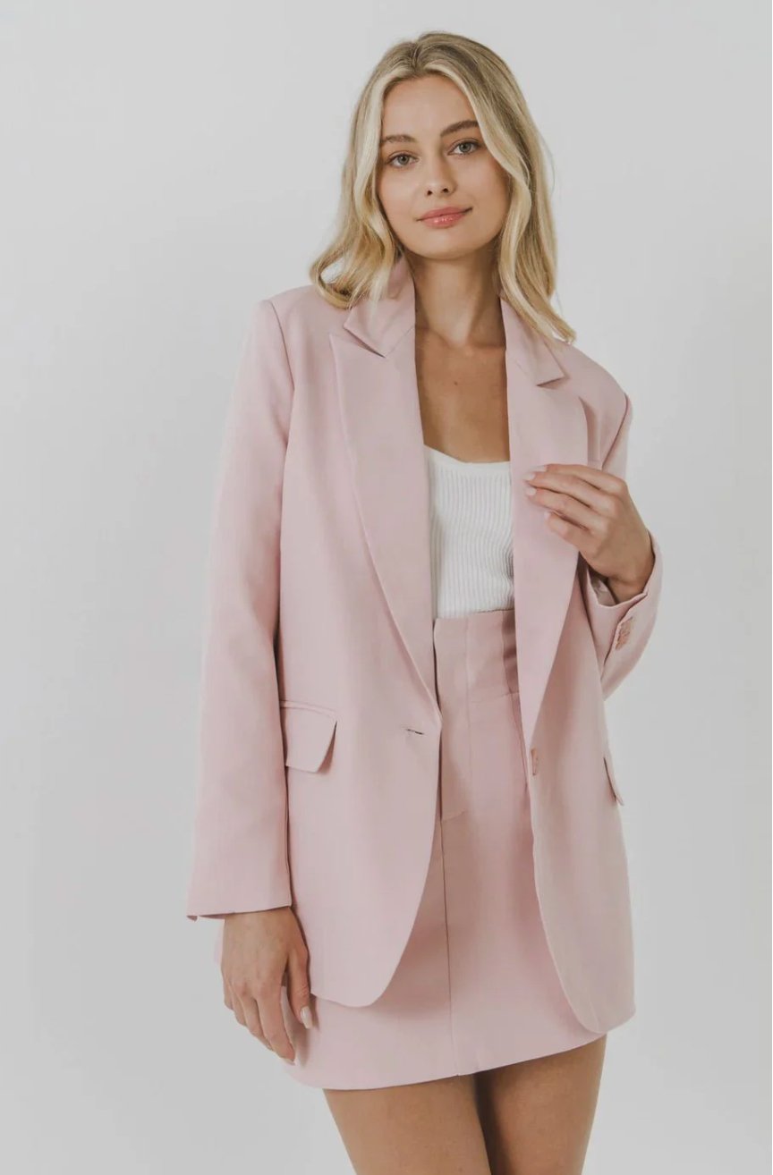 The One Button Down Boxy Blazer in Pink: A Perfect Fusion of Style and Sophistication - Lush Lemon