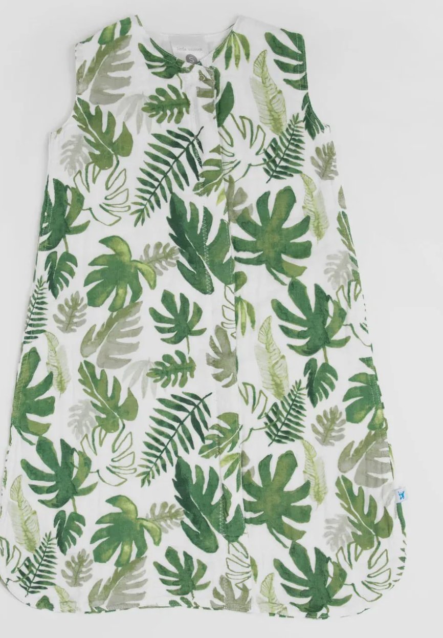 Tropical Leaf Cotton Muslin Sleep Bag: The Ultimate Choice for Baby Comfort and Safety - Lush Lemon