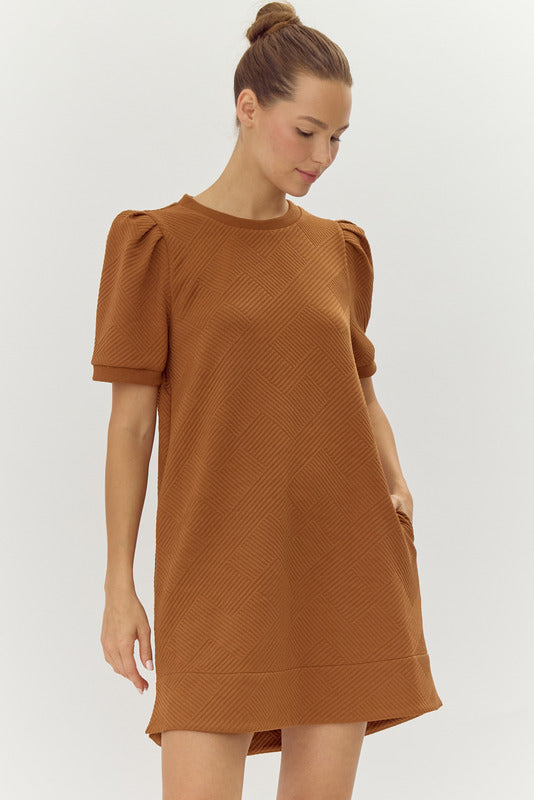 Soft Textured Puff Sleeve Dress