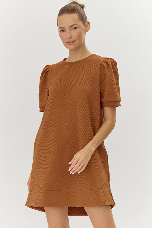 Soft Textured Puff Sleeve Dress