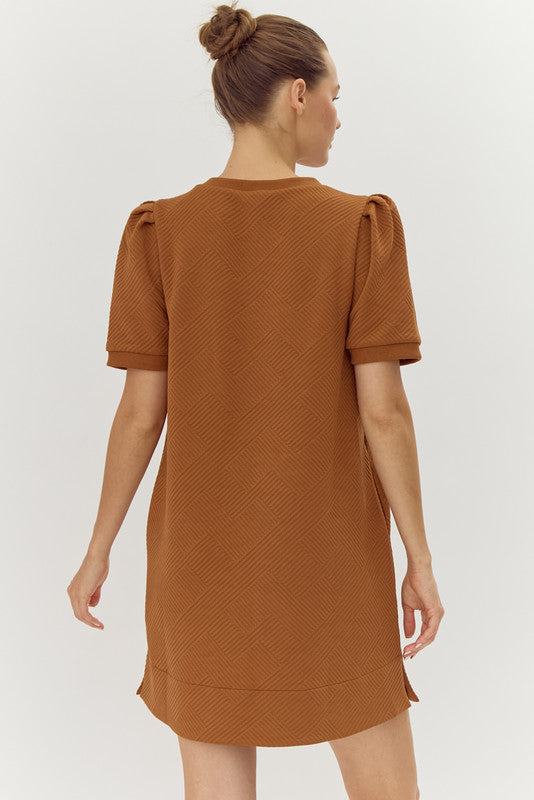 Soft Textured Puff Sleeve Dress