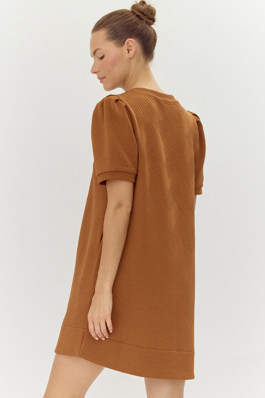 Soft Textured Puff Sleeve Dress