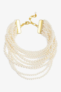 10 Strand Small Pearl Collar Necklace - Lush Lemon - Women&