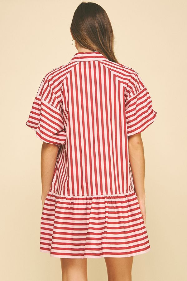 Striped Button Down Mini Dress