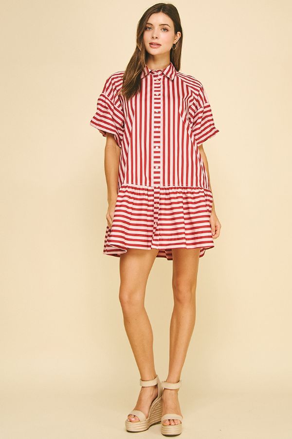 Striped Button Down Mini Dress