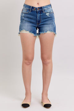 2 Button Dad Shorts W/ Destroy - Lush Lemon - Women&