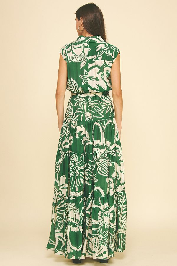 Printed V-Neck Maxi Dress