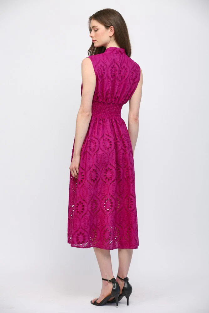 Embroidered Eyelet Lace Midi Dress