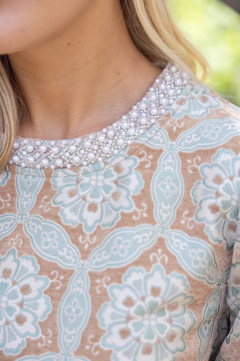 Beaded Geometric Velvet Jacquard Dress