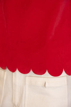Scalloped Corduroy Top W/ Bubble Sleeves