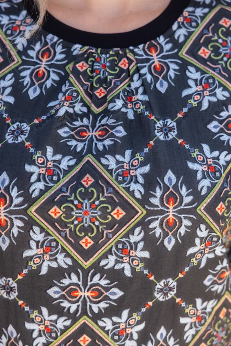 Ornamental Tile Bubble Sleeve Top
