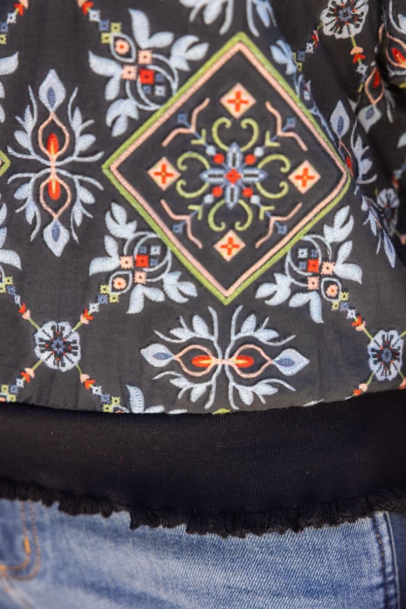 Ornamental Tile Bubble Sleeve Top