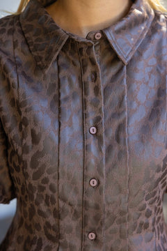 Leopard Faux Leather Peplum Top