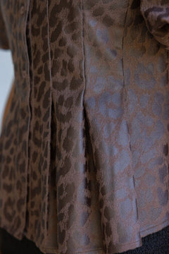 Leopard Faux Leather Peplum Top