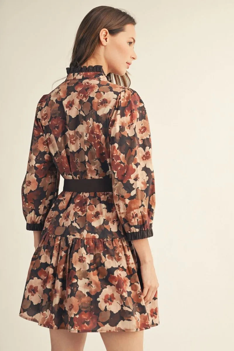 Floral Tie Waist Mini Dress
