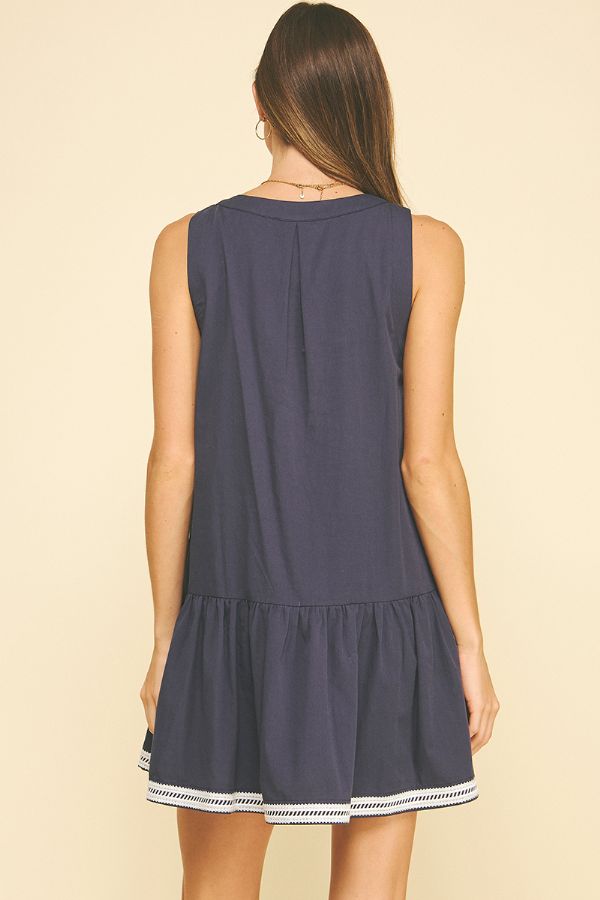 Embroidered Sleeveless Tiered Mini Dress