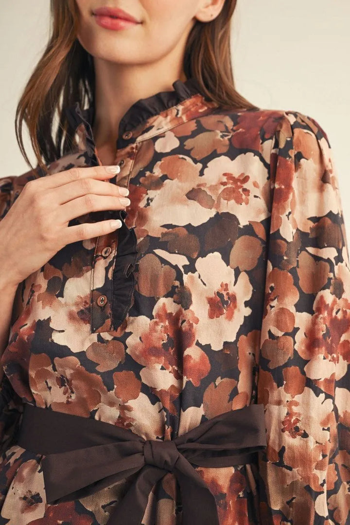 Floral Tie Waist Mini Dress