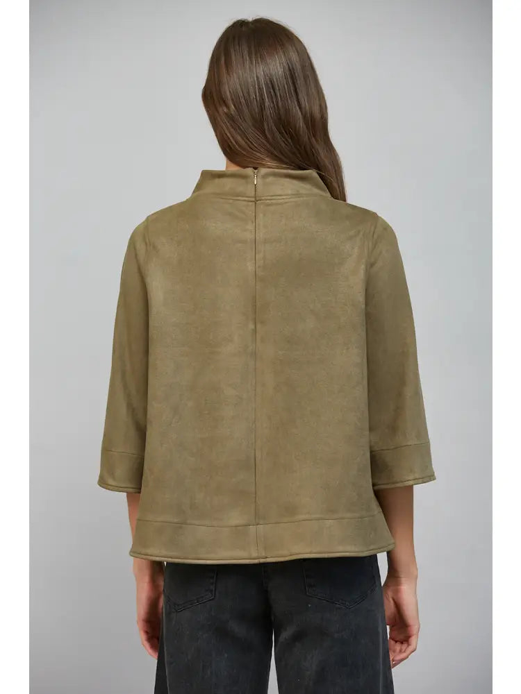 Faux Suede Mock Neck Top