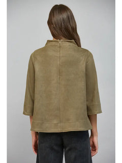 Faux Suede Mock Neck Top