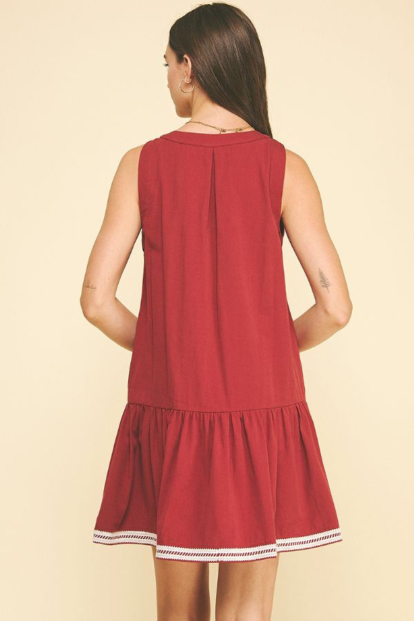 Embroidered Sleeveless Tiered Mini Dress