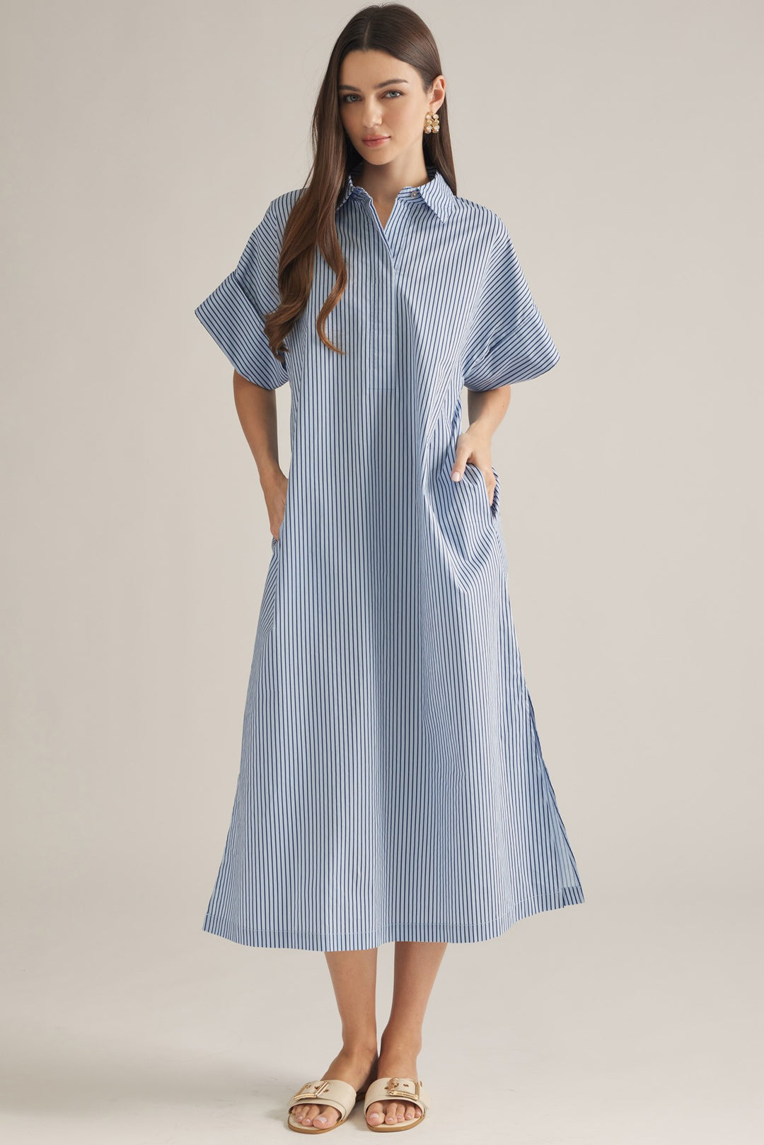 Striped Oversized Shirt Dress