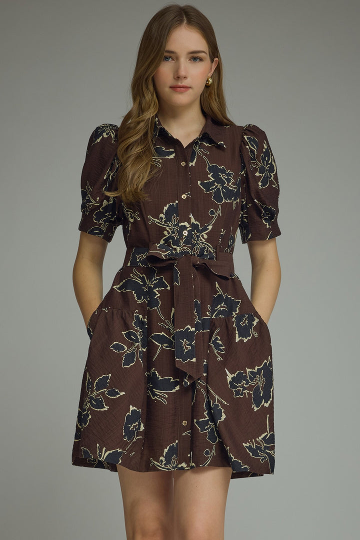 Floral Tie Waist Mini Dress
