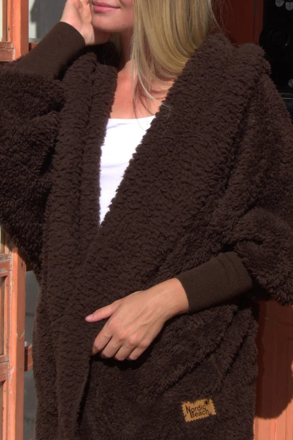 Nordic Beach Long Hooded Sherpa Cardigan