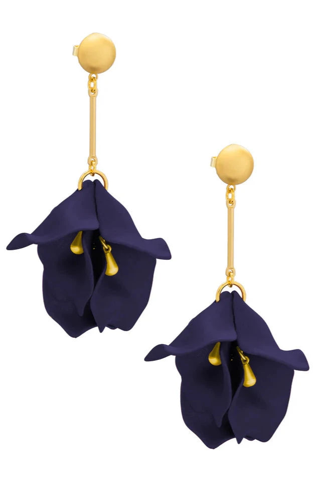 Metallic Resin Petal Drop Earrings