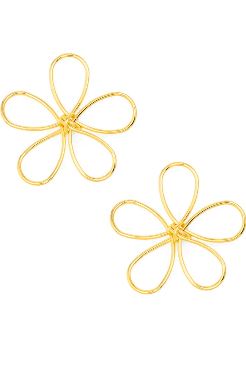 18K Gold-Plated Looping Flower Earrings