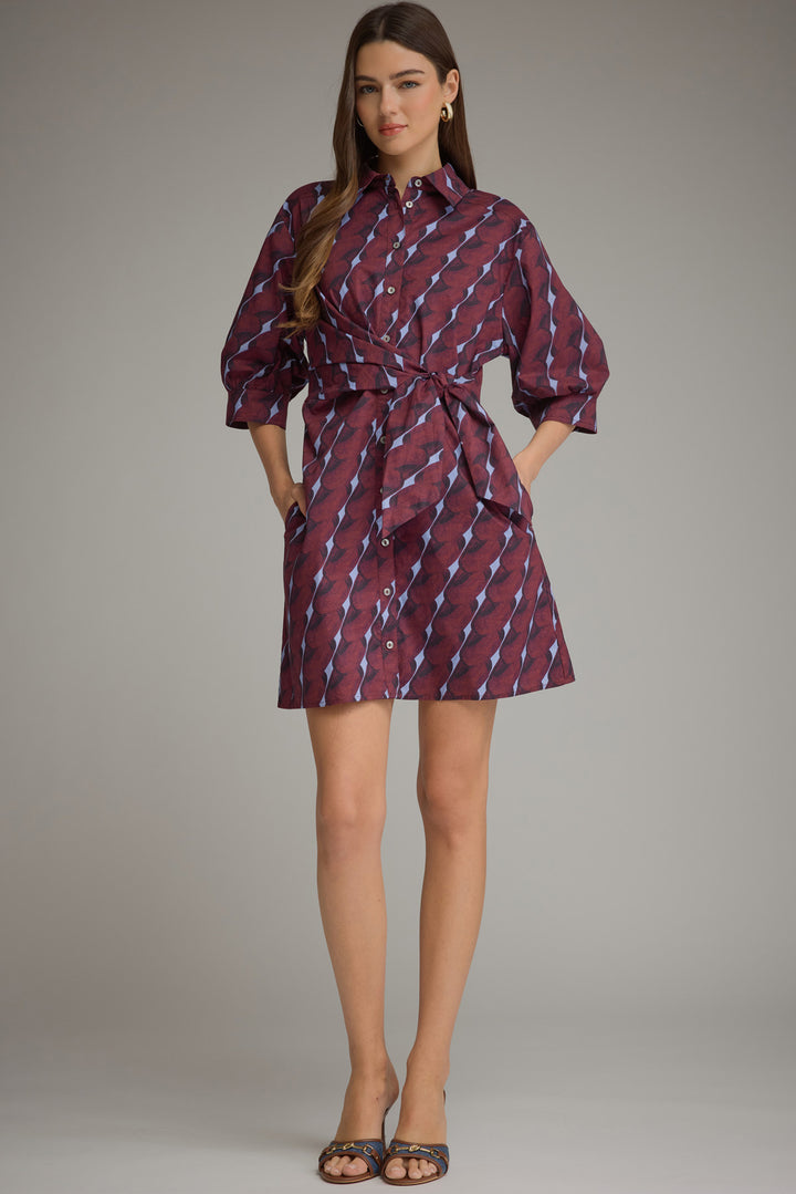 Printed Belted Shirt Dress