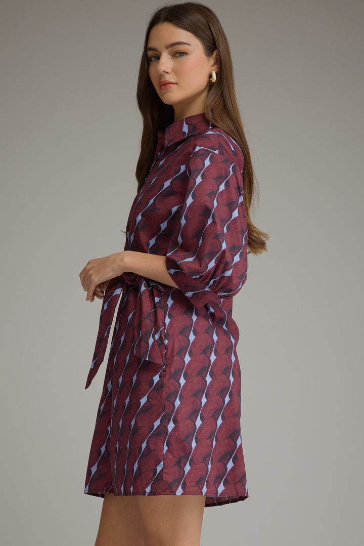 Printed Belted Shirt Dress