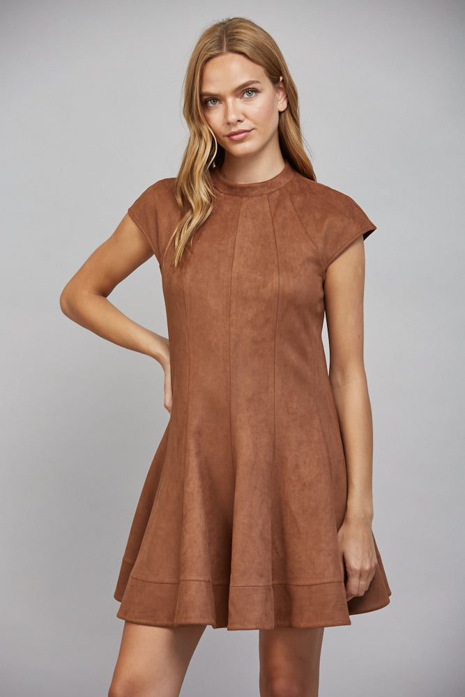 Faux Suede Fit & Flare Dress