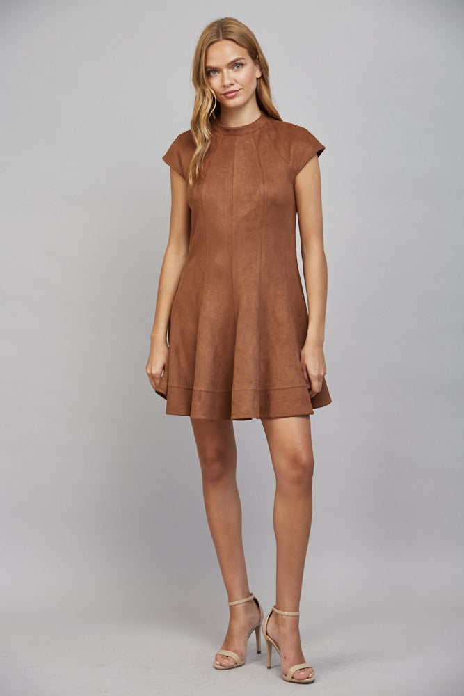 Faux Suede Fit & Flare Dress