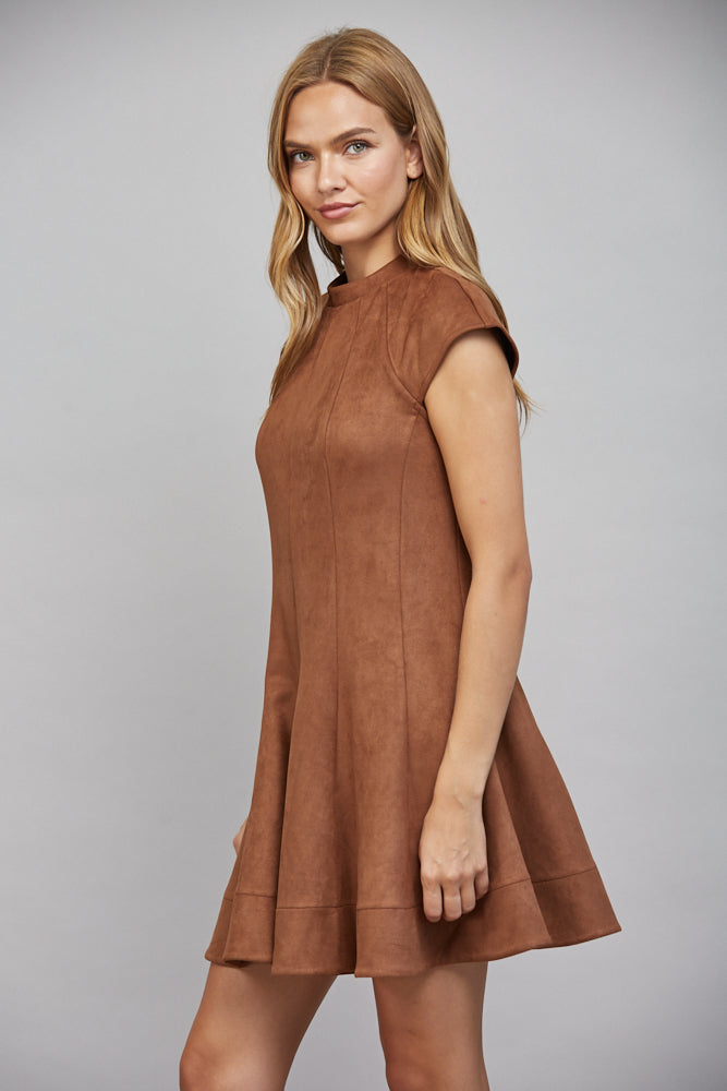 Faux Suede Fit & Flare Dress