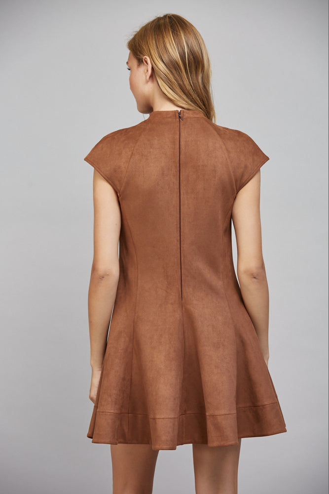Faux Suede Fit & Flare Dress