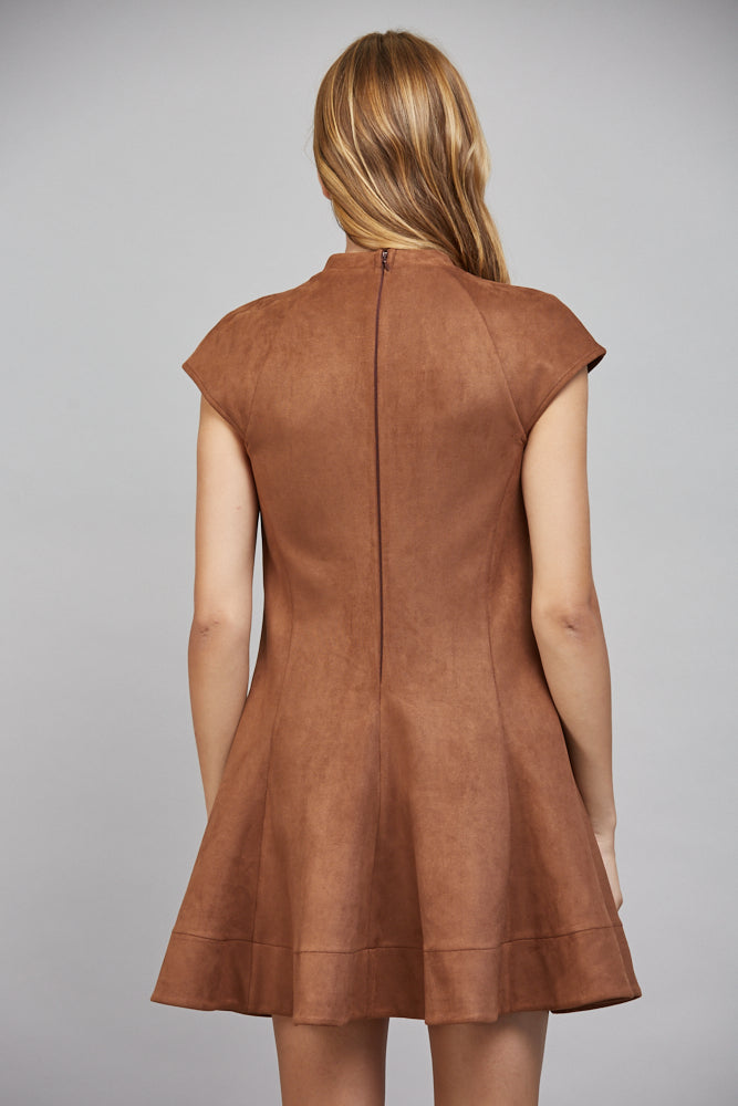 Faux Suede Fit & Flare Dress